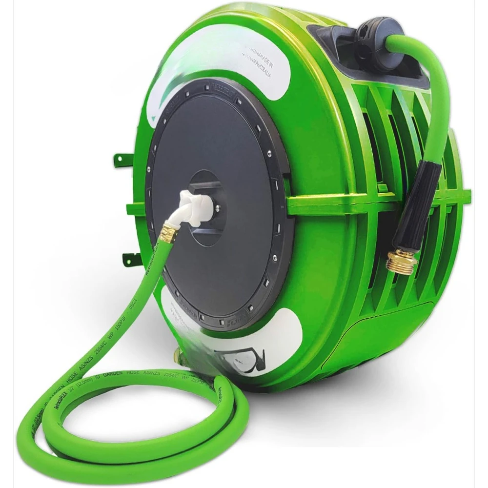 Retractable Garden Hose Reel, 82 Ft Water Hose Reel Heavy Duty Retractable Hose with Metal 180° Swivel Rotation Bracket