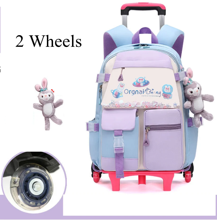 

Children School Wheeled Bag Trolley Backpack For Girls Student Bag Trolley School Bag on Wheels Kids School Trolley Backpack Bag