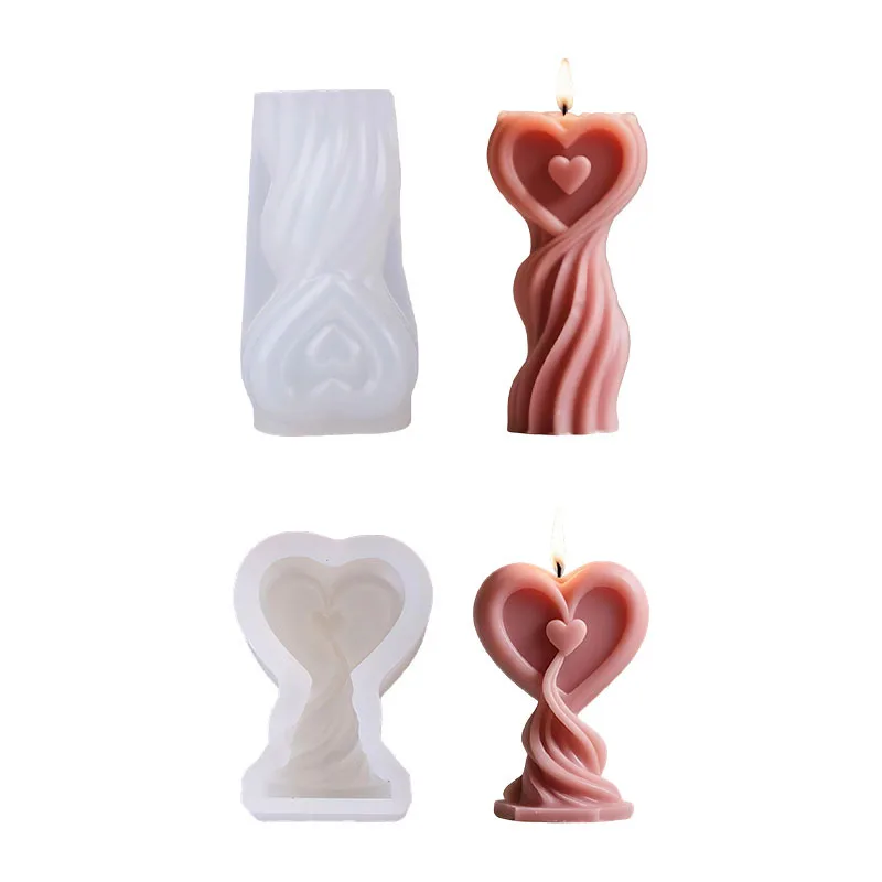 

2 шт. романтическая форма для свечей с витым сердцем: элегантная силиконовая форма для парфюмерных свечей и подарков своими руками