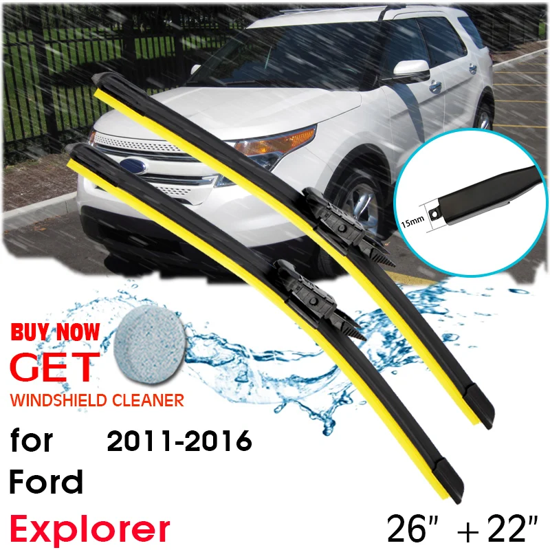 

Car Blade Wiper Window Windshield Rubber Silicon Refill Wiper For Ford Explorer 2011-2016 LHD / RHD 26"+22" Car Accessories