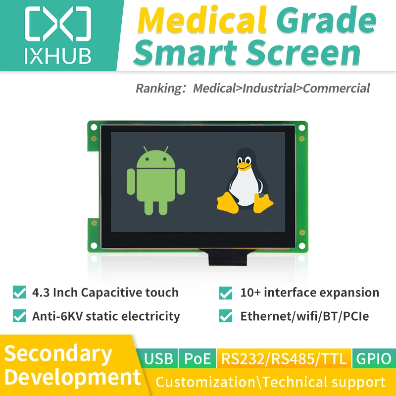 ixhub modulo hmi incorporado industrial motherboard open source ips lcd touch screen tudo em um sistema android linux 43 480x370 01