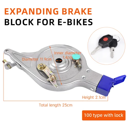 Imagen 2 del producto Frenos de tambor traseros para bicicleta eléctrica, componentes antibloqueo seguros y silenciosos., Dispositivo antibloqueo bloqueable de alta calidad