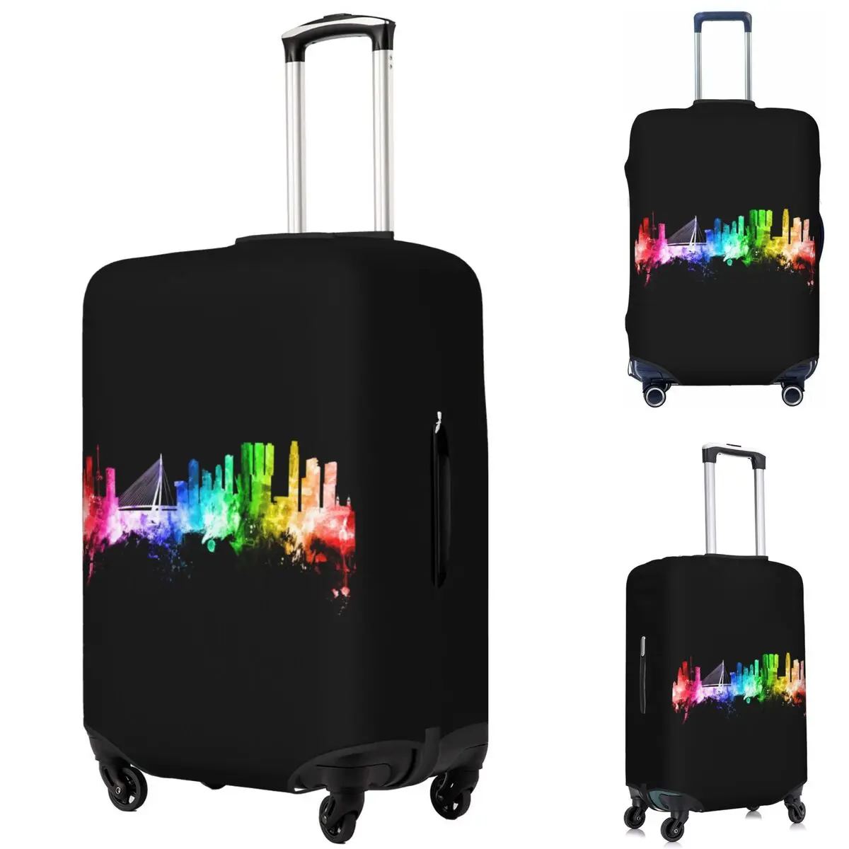 Rotterdam The Netherlands Skyline 1.2 Suitcase Cover Protection Elastic Travel Luggage Protector Covers for 18-32 Inch