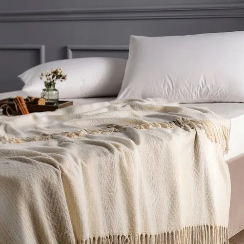 Linens Jovial Throw Blanket Beige