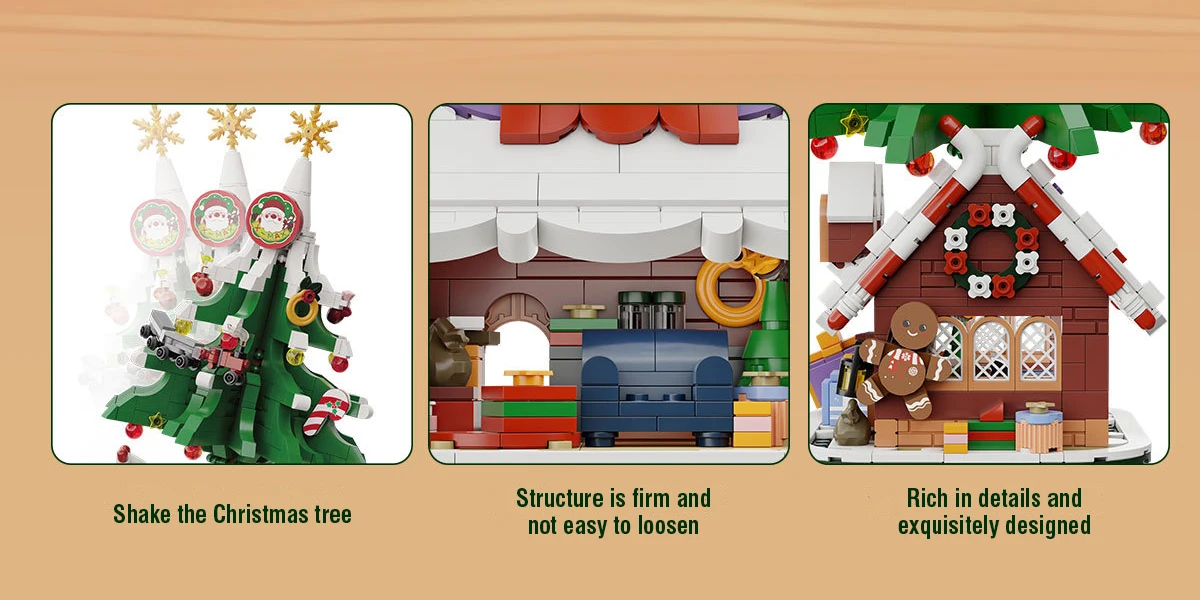 크리스마스 크리스마스 트리 엘크 크리스마스 하우스 빌딩 블록 DIY 조립 크리스마스 트리 장식 벽돌 세트 어린이를위한 장난감 어린이 선물