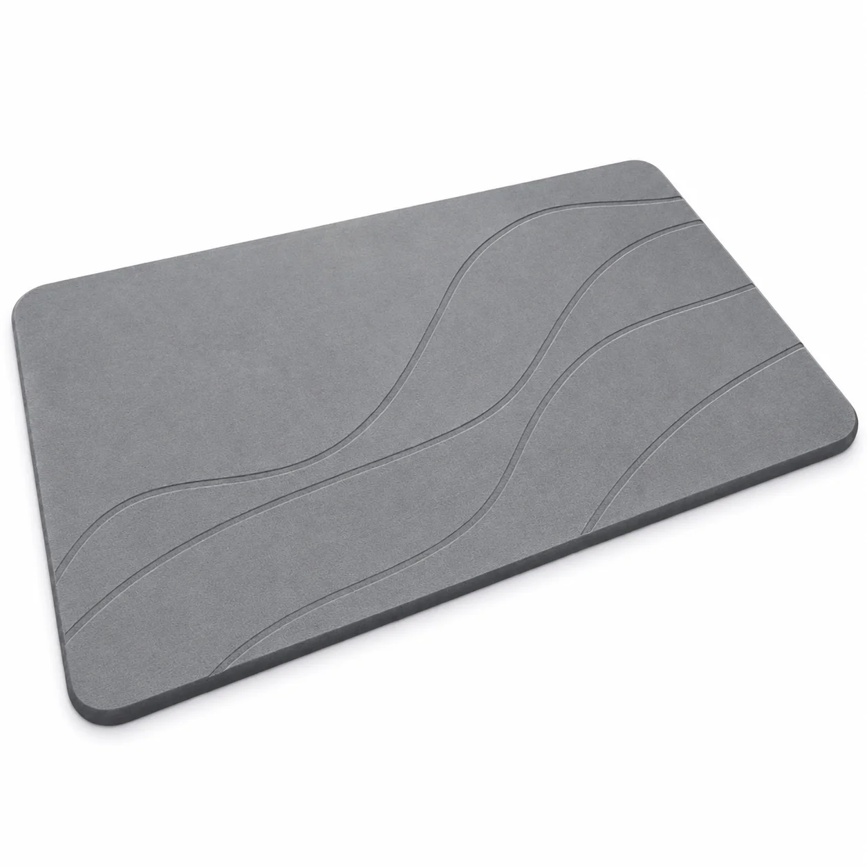 

Diatomite Bath Mat, Quick Drying Non-Slip Bathroom Floor Mat, Absorbent Stone Shower Rug for Bathroom Shower, Grey, 60x40x1cm