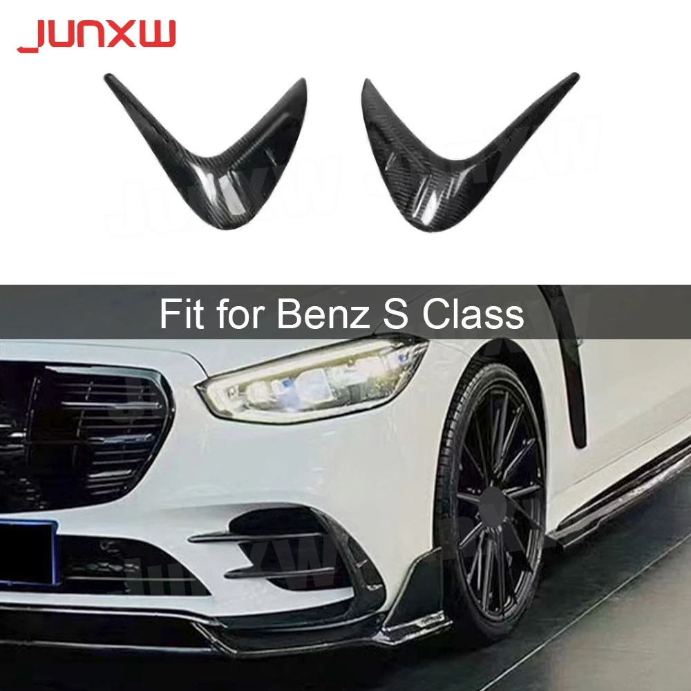 

for Benz S Class W223 S450 S500 2021-2023 Carbon Fiber Front Foglamp Splitters Fins Air Anards Body Kits Car Accessories FRP