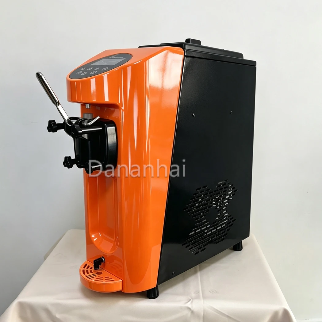 Orange Single Head Soft Ice Cream Machine 710mm Height Commercial Ice Cream Maker For Convenience Store Dessert Booth