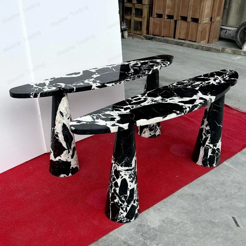 

Натуральный роскошный камень, импортный мрамор Bulgari Black, дизайнерский стол для прихожей, роскошный каменный стол для гостиной, простой стол для прихожей.