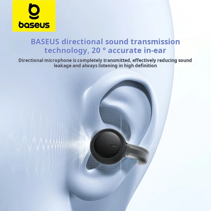 Baseus AirGo 1 anillo auriculares inalámbricos Bluetooth 5,3 auriculares abiertos con Clip deportes TWS auriculares de Audio espacial para videojuegos