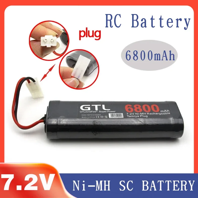 

High capacity 7.2V 6800mAh NiMH Replacement RC Battery with Tamiya Discharge Connector for RC Toys Racing Cars Boat Aircraft