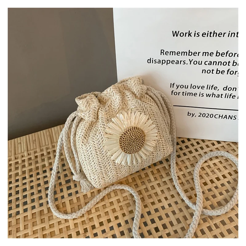 Frauen Tasche Neue Stil Im Sommer Stroh Weben Nette Ins Eimer Tasche Persönlichkeit Mädchen Single-schulter Umhängetasche