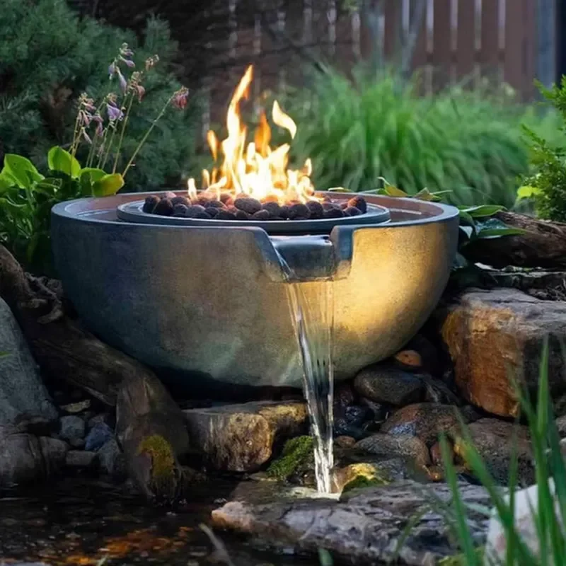 Steel Outdoor Fire and Water Bowl Fire Water Pool Bowl with Elegant Design