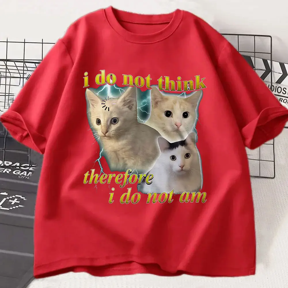 Non penso lì, non sono divertente, confuso, gatto meme, maglietta, amante dei gatti, regalo, abbigliamento donna, magliette casual, grafica Y2K