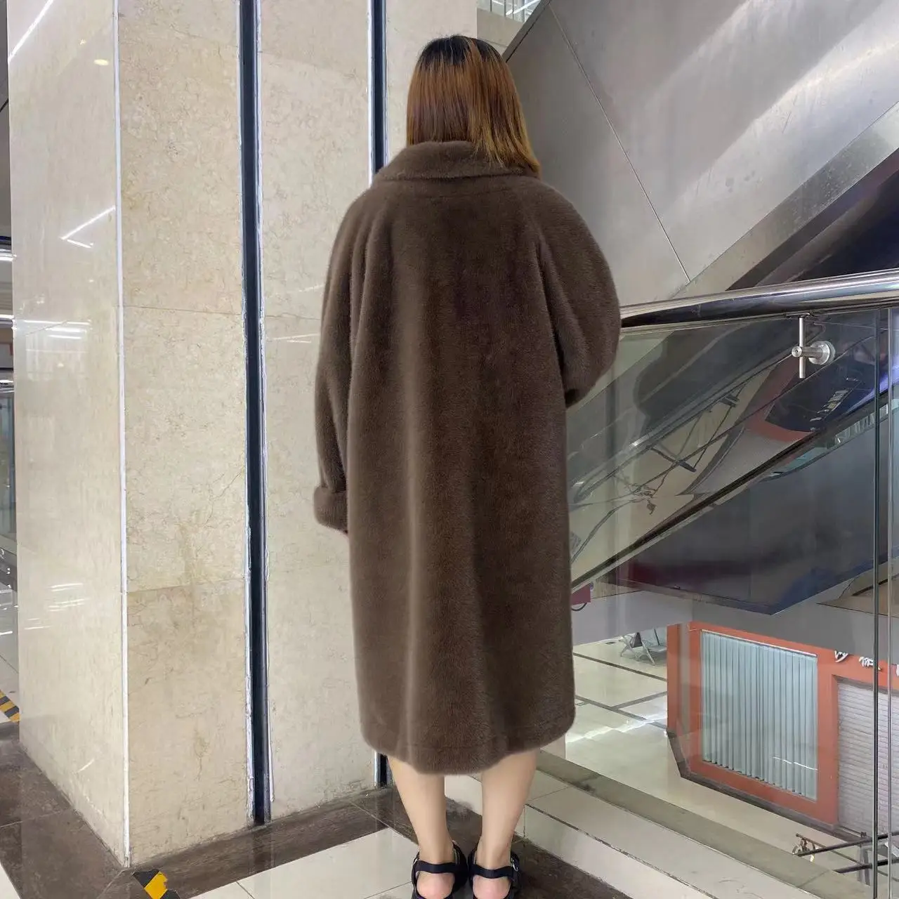 Winter Winter coat female Imitation Mink Plush Long Loose Thickened Fur One Piece Suit Collar Fur Coat for Women