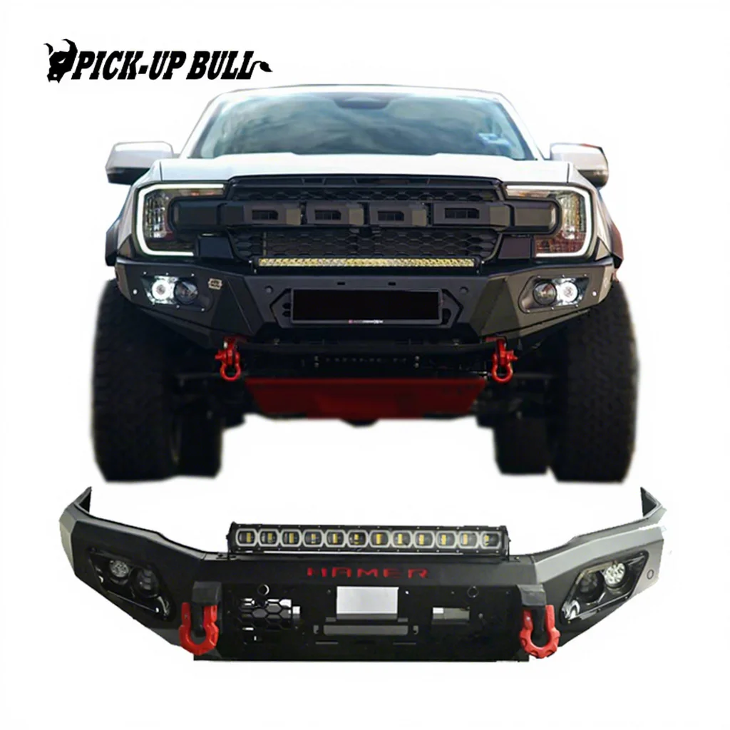 

Car Front Bumper Bar For Ranger T9 With Led Light Shackle Pickup Upgrade Facelift For Ranger Steel Bumper