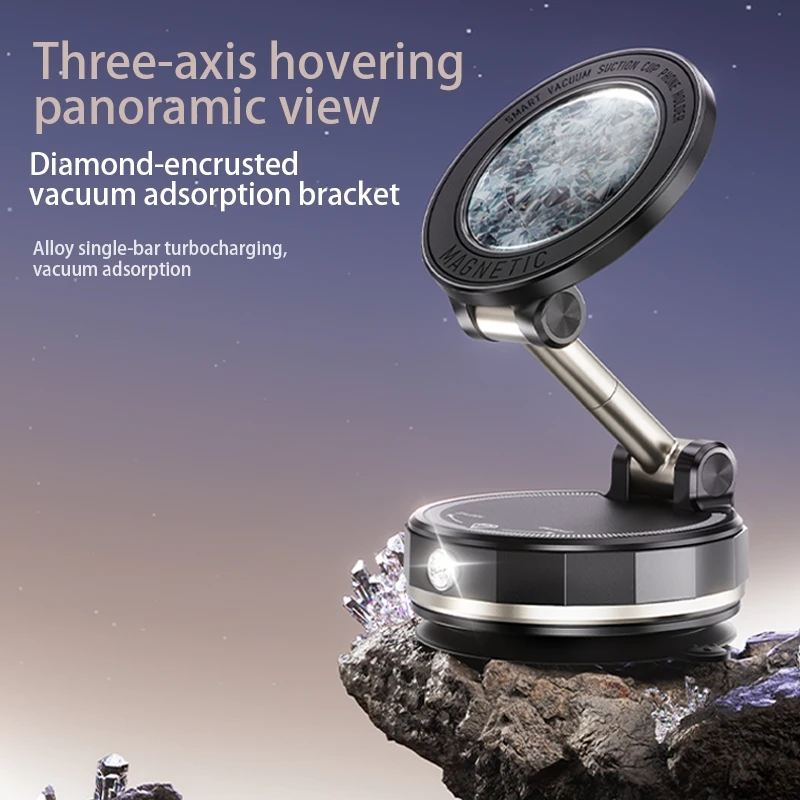حامل هاتف مغناطيسي لشفط الفراغ 720 ° كوب شفط أوتوماتيكي قابل للدوران مع الماس المتلألئ لهاتف آيفون 2026 #1