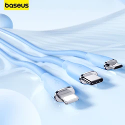 Baseus 3-in-1 Fast Charging Data Cable Silicone Wear-resistant Micro USB Type-C Lightning 100W for Huawei Xiaomi Samsung iPhone