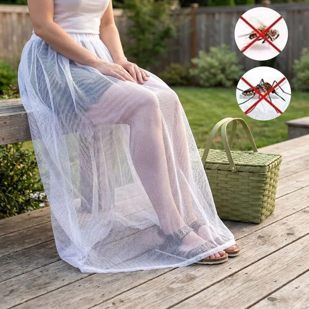 Bee Repellent Women's Net Dress White Anti-Bug Net Women's Half Skirt Breathable Portable Mosquito Repellent Cover