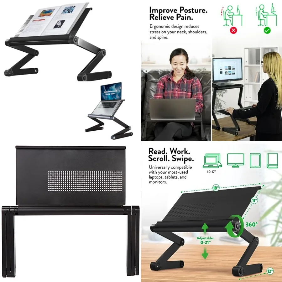 

Adjustable Book Holder, Tablet and Laptop Stand, Aluminum Portable Reading Stand for Textbooks and Cookbooks, Recipe Holder for