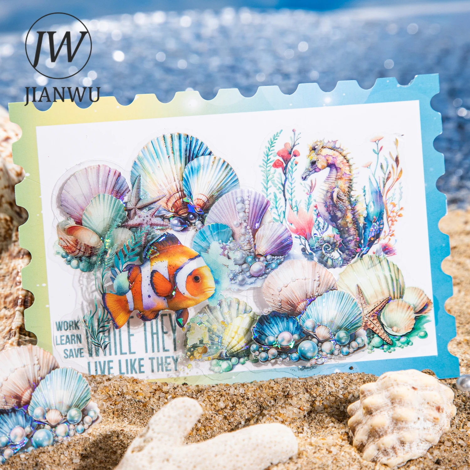 Jianwu 20 Vellen Aan Zee Hebben Schatserie Vintage Shell Materiaal Decor Huisdiersticker Creatief Diy Journal Collage Briefpapier