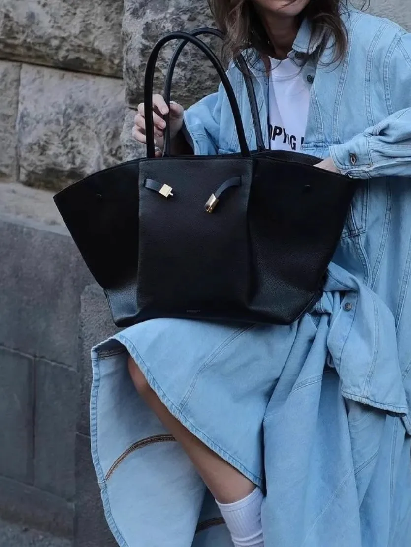Bolso de mano de lujo para mujer, bolso de hombro femenino de gran capacidad, de piel sintética de alta calidad, de diseñador Simple, 2024