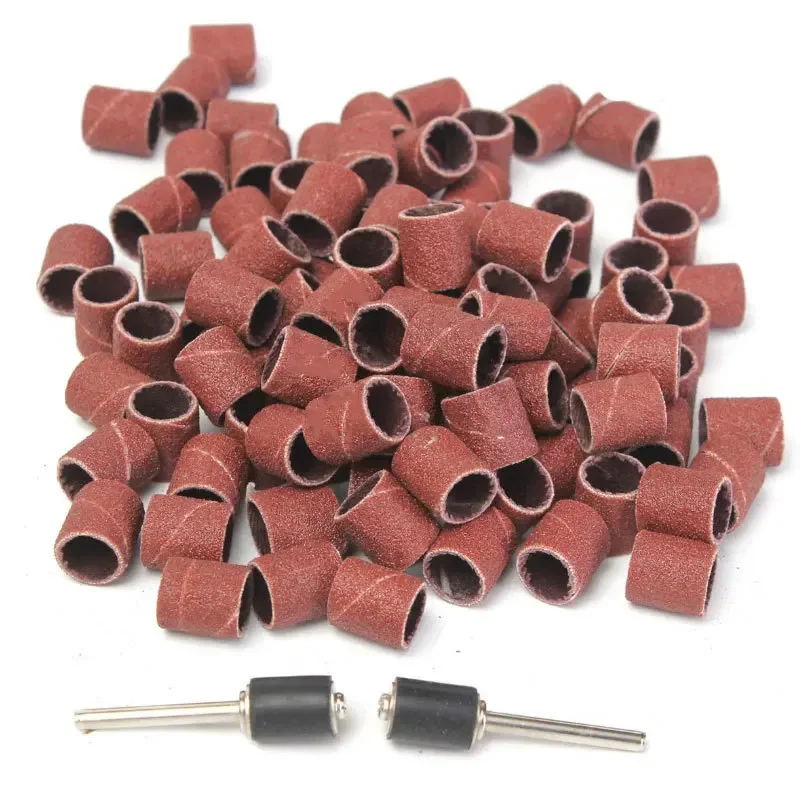 80 120 180Grit Sanding Drums Kit Sanding Band 1/2 3/8 1/4Inch Sand Mandrels Fit for Nail Drill Rotary Abrasive Tools Sand Paper