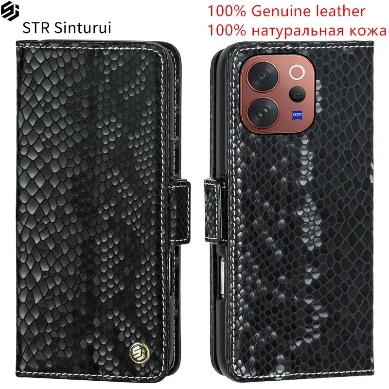 

STR Genuine leather relief pattern card Slot Wallet Cover For vivo V70 Elite V60 V50 Lite 4G V50e Flip shockproof phone Case