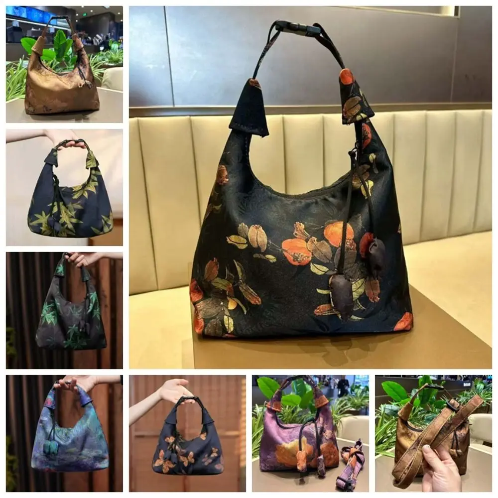 Retro Chinese Style Handbag Embroidered Adjustable Pea Purses Traditional Gambiered Canton Gauze Cheongsam Bag Work - view 6