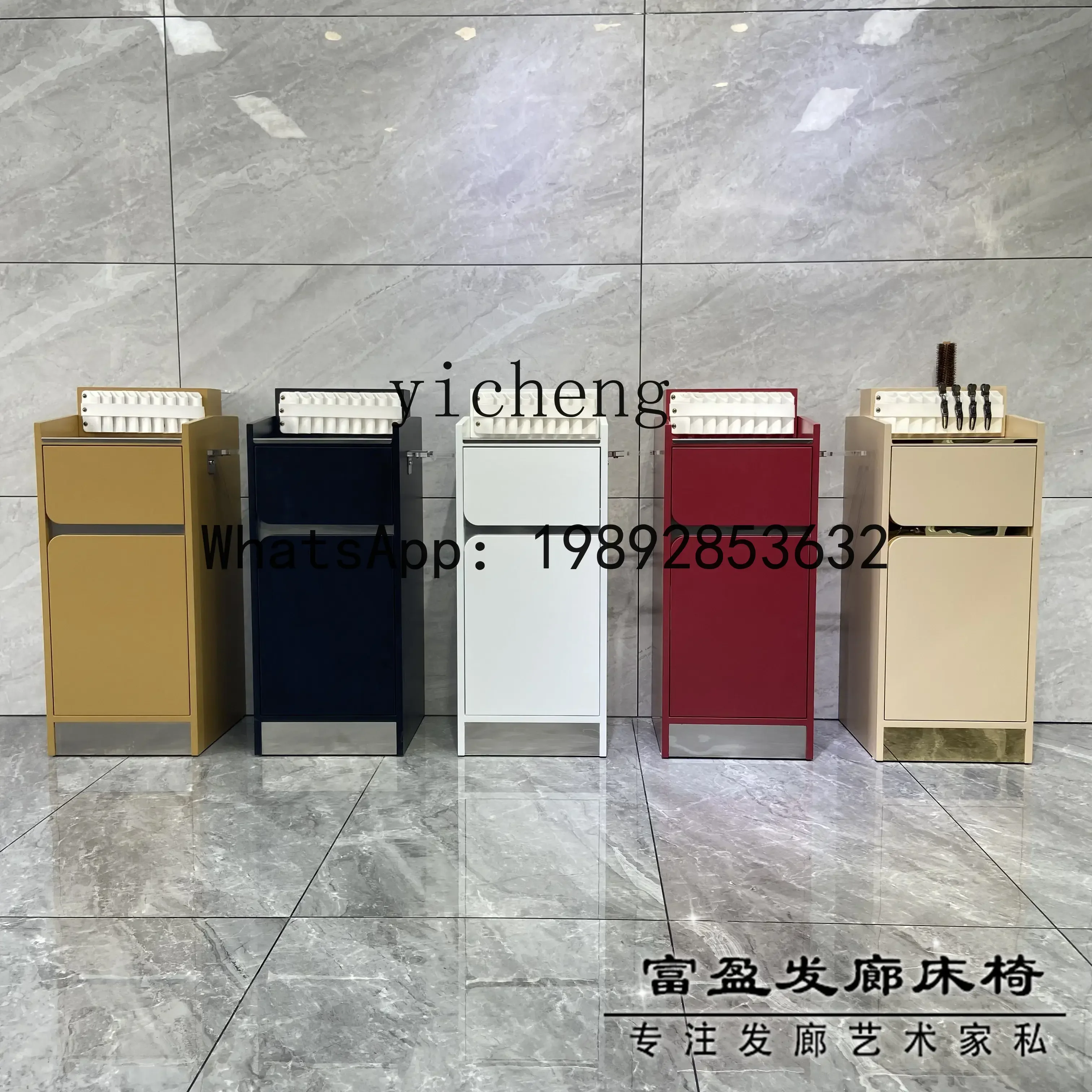 Q3 . Light luxury Internet celebrity barber shop tool cabinet hairdressing shop hair storage tool desk
