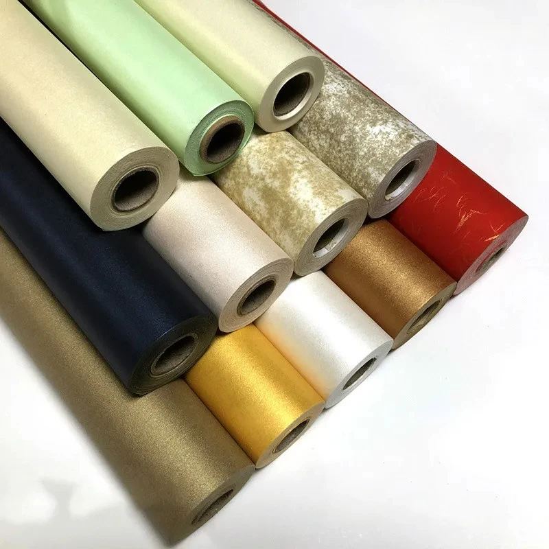 Gold colored Silk Xuan Paper Bright Color Rolling Scriptures Copying Ripe Rice Paper Chinese Small Regular Script Xuan Paper