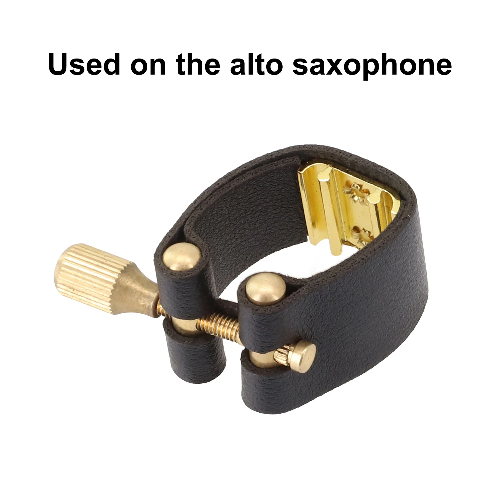 Range Saxophone Pickup Clamp For Alto Sax Saxophone Ligature Practical Clip Fastener Mouthpiece PU Leather Metal Accessories