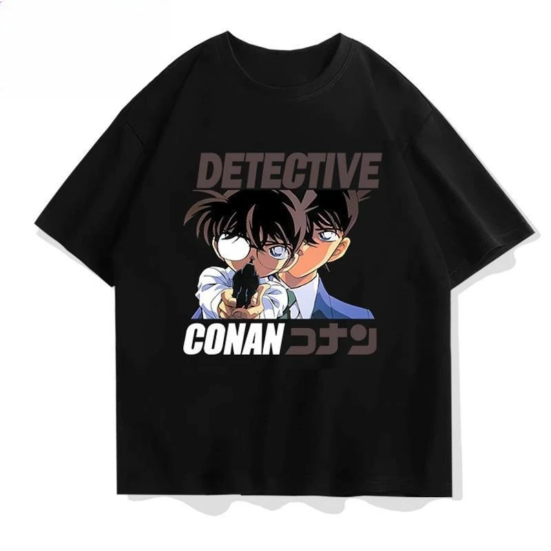 انمي ياباني المحقق كونان قصيرة الأكمام تي شيرت رياضي غير رسمي الرجال الصيف فضفاض في سن المراهقة طالب الصيف المد أعلى الصيف