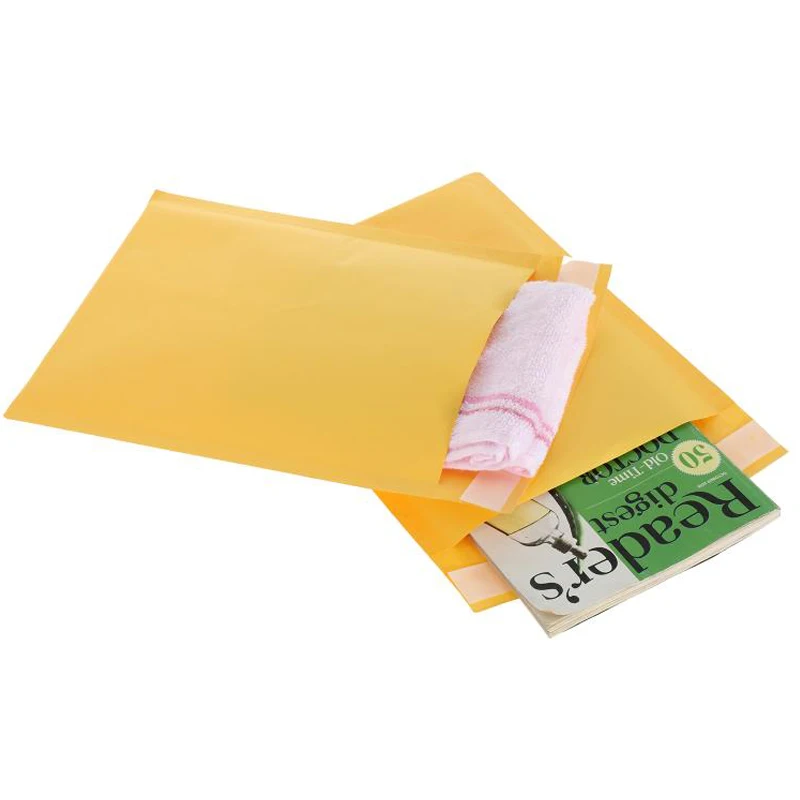 100 Stks/partij Kraftpapier Bubble Enveloppen Tassen Mailers Gewatteerde Verzending Envelop Met Bubble Mailingtas Verschillende Maten Geel