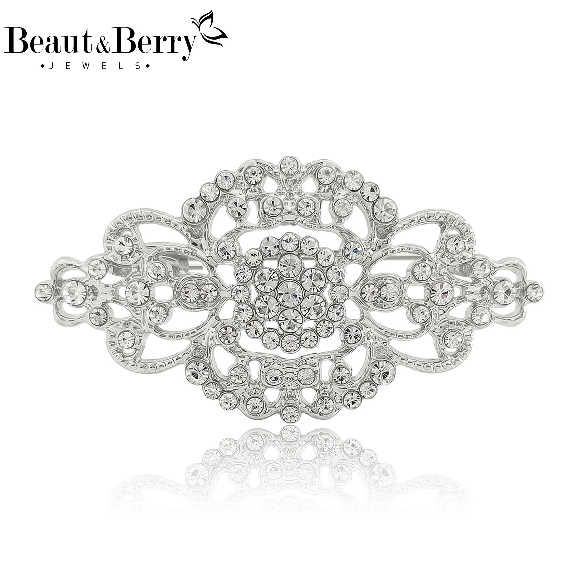 Beaut&Berry Luxury Rhinestone Bridal Brooches for Women Unisex Wedding Pins Casual Party Jewelry Accessories Gifts Decoration