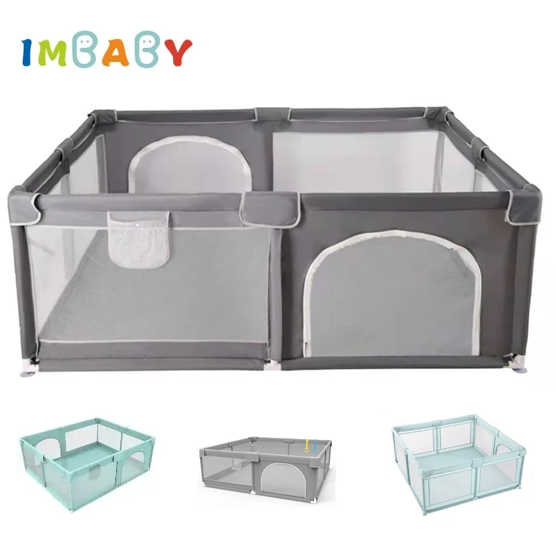 IMBABY Baby Playpen 150x180 Baby Activity Fence Large Baby Playground Gray Playpen for Children Safety Ball Pool Barrie Playroom