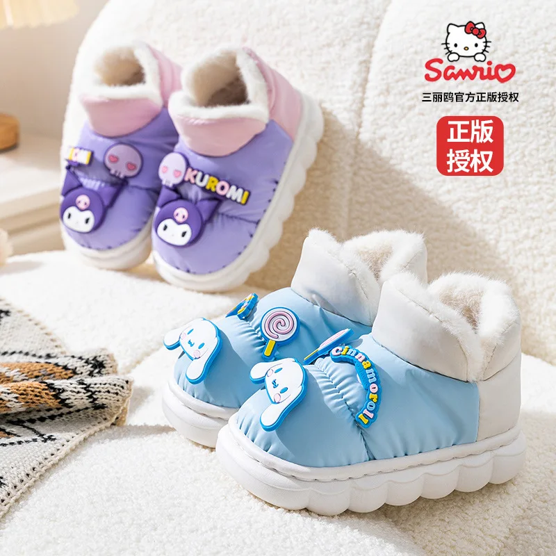 Sanrio Cute Toddler Boots Hello Kitty Kuromi Cinnamoroll Kids Shoes for Girl Winter Warm Anime Baby Snow Boots Christmas Gift