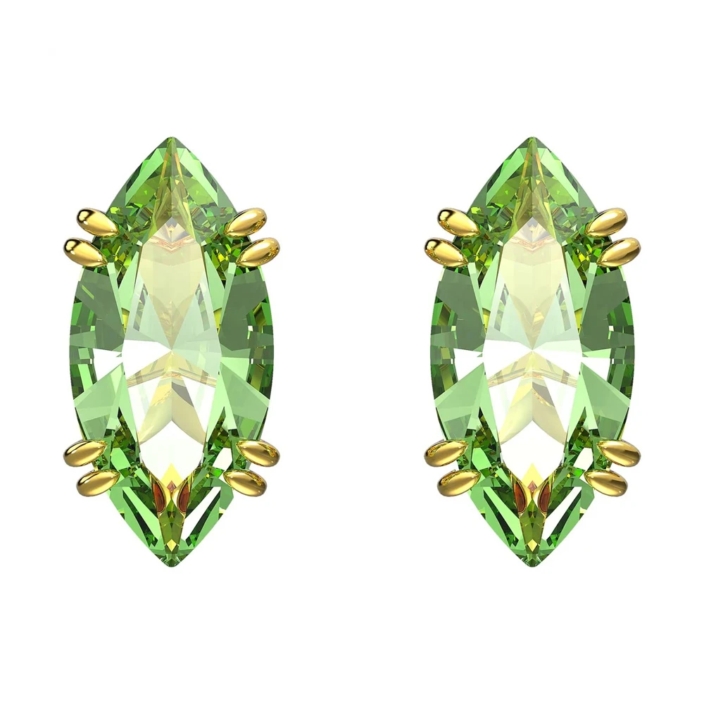 

Серьги-гвоздики с кристаллами перидота маркизной огранки золотистого цвета