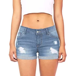 2024 New Summer Women's Denim Shorts Casual Fashion Loose Hole Jeans Shorts With Pockets Cool Women Street Denim Booty Shorts