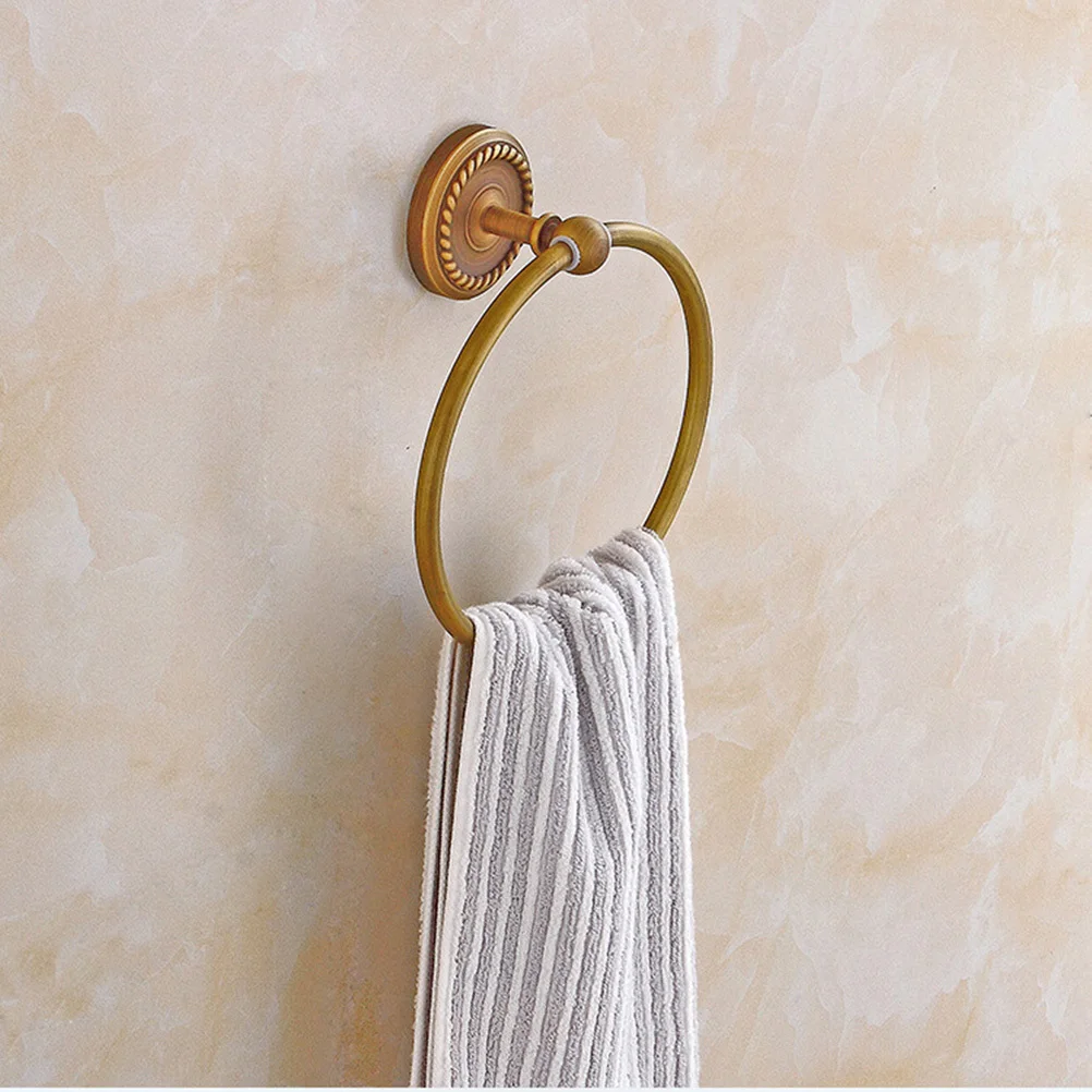 

Retro Copper Towel Ring Polished Metal Finish Durable Rust Proof Bathroom Kitchen Wall Mount Holder Towel Rack Accessory
