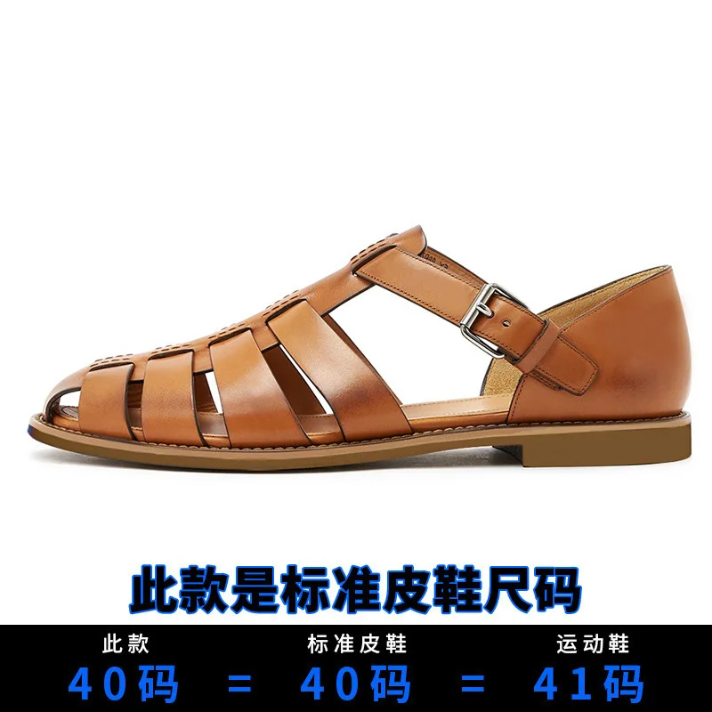 Me\'s Sandals Business Breathable High Quality Genuine Leather Men Slippers Flip Flops casual Shoes beach outdoor anti-skid