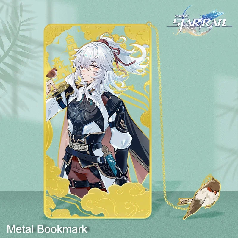 9cm X 5cm Honkai: Star Rail Handsome Jing Yuan Metal Bookmark with Sparrow Bird Chain Hollow Anime Game Toys for School Supplies