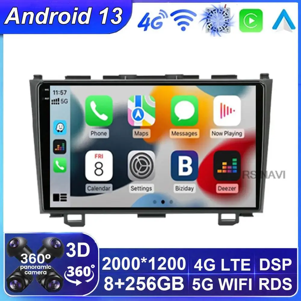 

Автомагнитола на Android 13 для Honda CR-V 3 RE CRV 2007-2011, мультимедийный видеоплеер 2 Din, навигация GPS, Carplay, DVD, стерео головное устройство