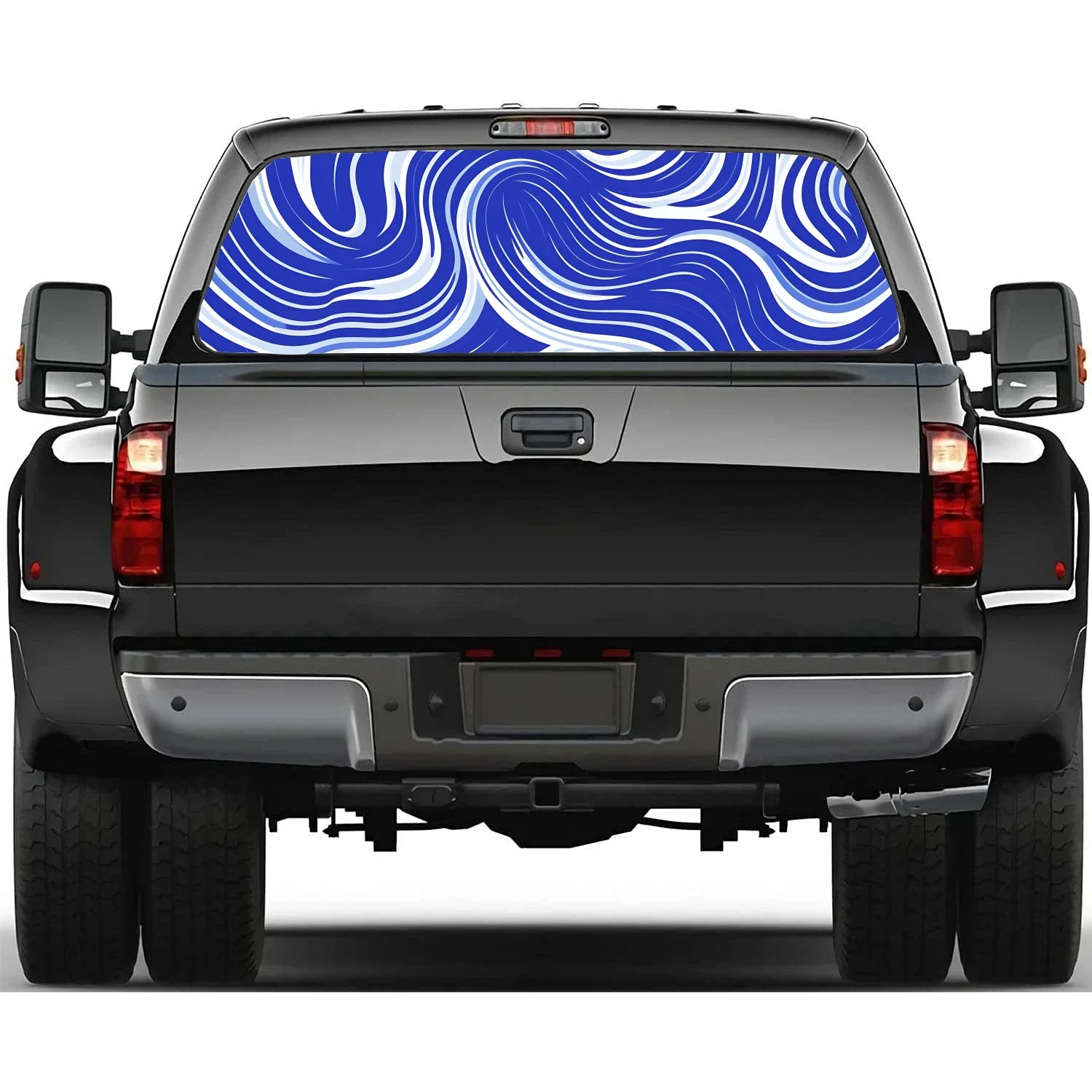 

Абстрактный изогнутый узор, наклейка на заднее окно автомобиля, подходит для пикапа, грузовика, автомобиля, универсальная прозрачная перфорированная виниловая наклейка на заднее окно