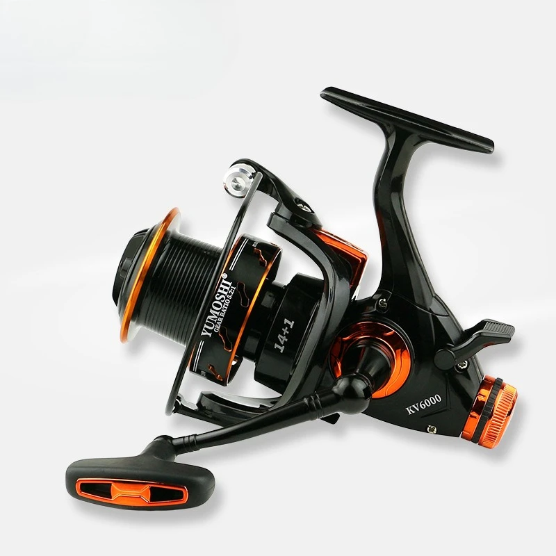 Далекое заброса, передний и задний тормоз, рельефная чашка из металлической проволоки с двойной силой, рыболовная катушка, морская удочка, принадлежности для рыболовных катушек