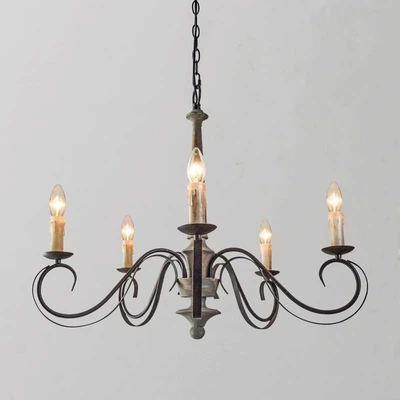 

American Retro Simple Wooden Chandelier Personality Villa Living Room Dining Room Art Lamps Designer Soft Decoration Lights