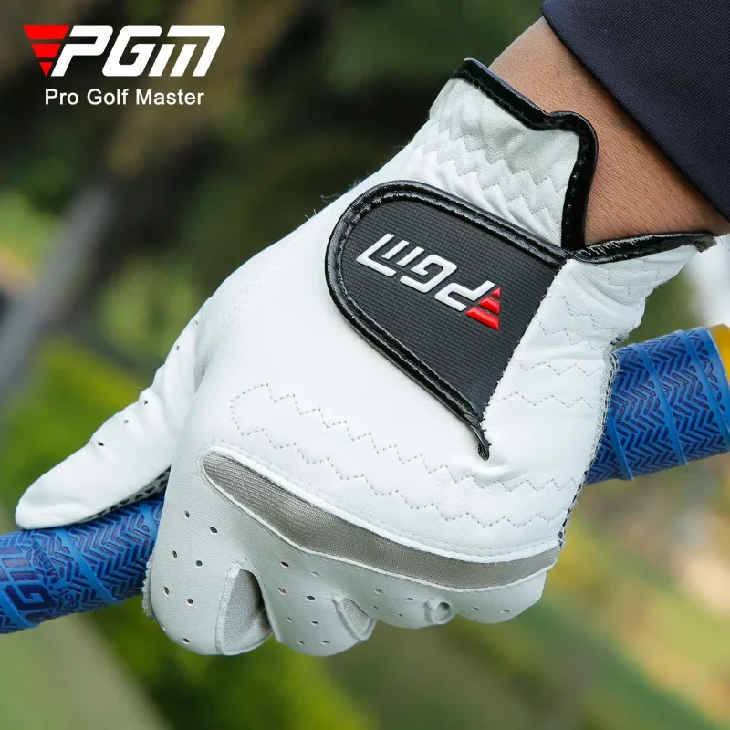 PGM Authentic Men\'s Golf Gloves Breathable Leather Sheepskin Left Right Hand Anti-skid Beginner Practice Golf Accessories ST001