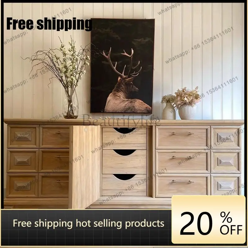 Factory Direct American solid wood carving flower TV cabinet living room simple cabinet retro old porch cabinet