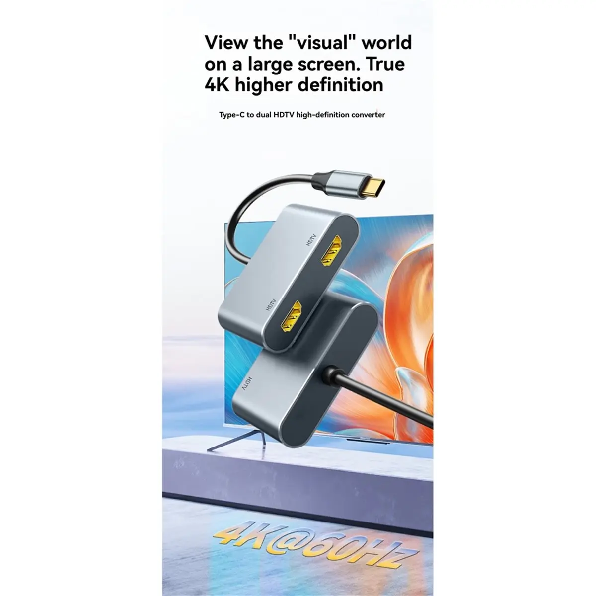 new(A67I) USB C to Dual -Compatible Adapter 4K@60Hz, Type C to Dual HDTV Splitter for Dual Monitors Extended Display Hub