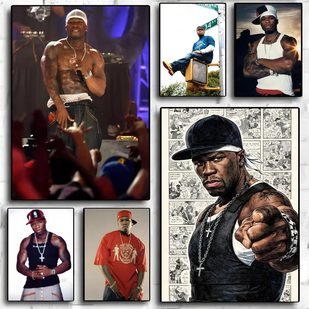 50 Cent Singer Hip Hop Poster Self-adhesive Advanced Aesthetic Printing Paper Wall Art for Living Room Home Decor